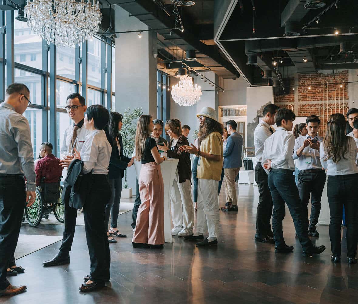 People conversing during an event