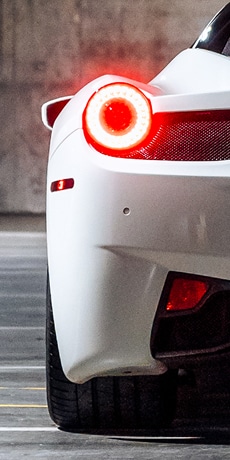 A white car's taillight